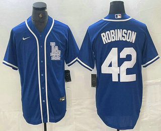 Men's Los Angeles Dodgers #42 Jackie Robinson Blue Cool Base Stitched Baseball Jersey 01