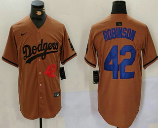 Men's Los Angeles Dodgers #42 Jackie Robinson Number Olive Cool Base Limited Stitched Jersey