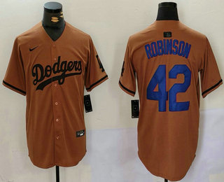 Men's Los Angeles Dodgers #42 Jackie Robinson Olive Cool Base Limited Stitched Jersey