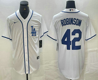 Men's Los Angeles Dodgers #42 Jackie Robinson White Cool Base Stitched Baseball Jersey 01