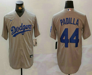 Men's Los Angeles Dodgers #44 Vicente Padilla Grey Cool Base Stitched Jersey