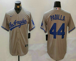 Men's Los Angeles Dodgers #44 Vicente Padilla Grey With los Cool Base Stitched Jersey