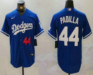 Men's Los Angeles Dodgers #44 Vicente Padilla Number Blue Cool Base Stitched Jersey