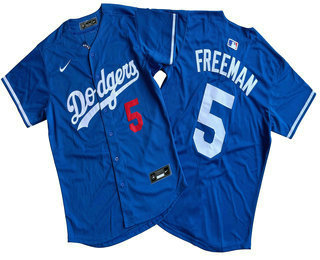 Men's Los Angeles Dodgers #5 Freddie Freeman Blue Limited Stitched Jersey