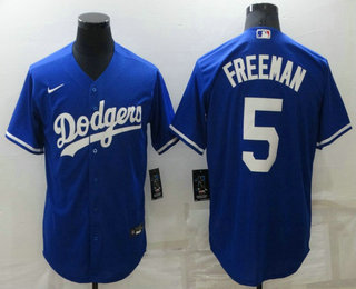 Men's Los Angeles Dodgers #5 Freddie Freeman Blue Stitched MLB Cool Base Nike Jersey