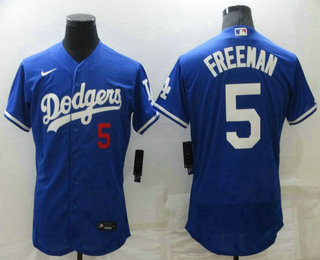 Men's Los Angeles Dodgers #5 Freddie Freeman Blue Stitched MLB Flex Base Nike Jersey