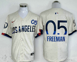 Men's Los Angeles Dodgers #5 Freddie Freeman Cream 2024 City Connect Limited Jersey