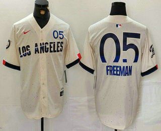 Men's Los Angeles Dodgers #5 Freddie Freeman Cream 2024 City Connect Limited Jersey