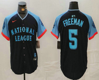 Men's Los Angeles Dodgers #5 Freddie Freeman Navy 2024 All Star Limited Stitched Jersey