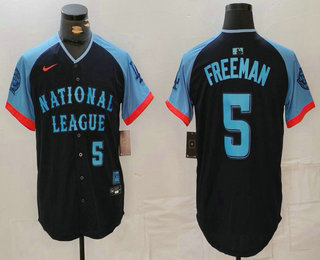 Men's Los Angeles Dodgers #5 Freddie Freeman Number Navy 2024 All Star Limited Stitched Jersey