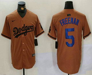 Men's Los Angeles Dodgers #5 Freddie Freeman Olive Cool Base Limited Stitched Jersey