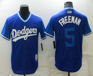 Men's Los Angeles Dodgers #5 Freddie Freeman Royal-Light Blue 2018 Players Weekend Authentic Jersey