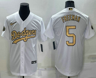 Men's Los Angeles Dodgers #5 Freddie Freeman White 2022 All Star Stitched Cool Base Nike Jersey