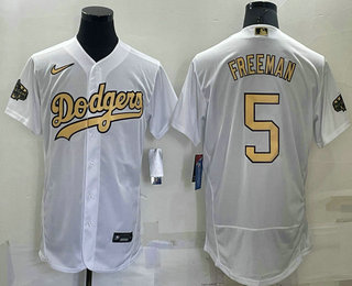 Men's Los Angeles Dodgers #5 Freddie Freeman White 2022 All Star Stitched Flex Base Nike Jersey