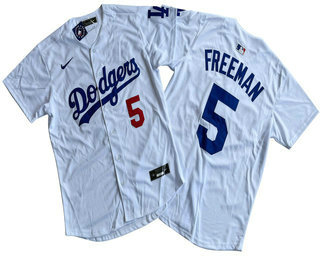 Men's Los Angeles Dodgers #5 Freddie Freeman White Limited Stitched Jersey