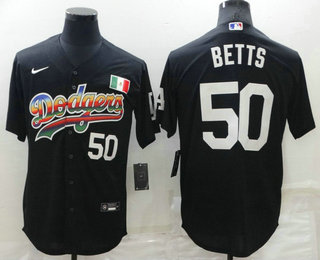 Men's Los Angeles Dodgers #50 Mookie Betts Black Mexico Cool Base Nike Jersey