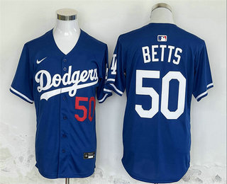 Men's Los Angeles Dodgers #50 Mookie Betts Blue 2024 Limited Stitched Jersey