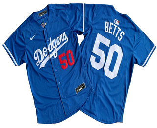 Men's Los Angeles Dodgers #50 Mookie Betts Blue Limited Stitched Jersey