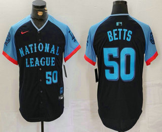 Men's Los Angeles Dodgers #50 Mookie Betts Number Navy 2024 All Star Limited Stitched Jersey