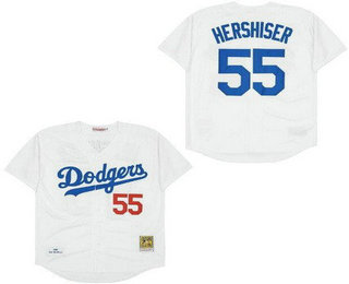 Men's Los Angeles Dodgers #55 Orel Hershiser White 1988 Throwback Jersey