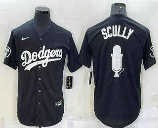 Men's Los Angeles Dodgers #67 Vin Scully Black Stitched MLB Cool Base Fashion Jersey