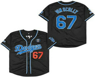 Men's Los Angeles Dodgers #67 Vin Scully Black Throwback Jersey