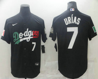 Men's Los Angeles Dodgers #7 Julio Urias Black Mexico 2020 World Series Stitched MLB Jersey