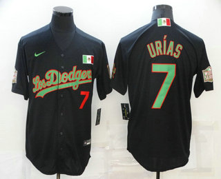 Men's Los Angeles Dodgers #7 Julio Urias Black With Los Angeles Green Mexico 2020 World Series Stitched MLB Jersey