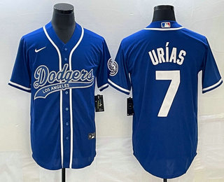 Men's Los Angeles Dodgers #7 Julio Urias Blue Cool Base Stitched Baseball Jersey