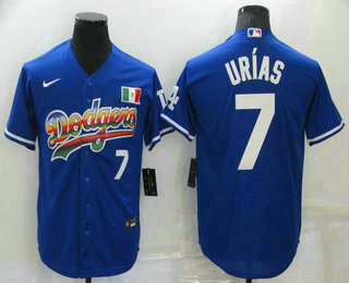 Men's Los Angeles Dodgers #7 Julio Urias Blue Stitched MLB Cool Base Nike Fashion Jersey