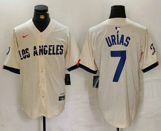 Men's Los Angeles Dodgers #7 Julio Urias Cream 2024 City Connect Limited Stitched Jersey