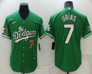 Men's Los Angeles Dodgers #7 Julio Urias Green With Los 2021 Mexican Heritage Stitched Baseball Jersey