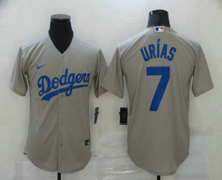 Men's Los Angeles Dodgers #7 Julio Urias Grey Stitched MLB Cool Base Nike Jersey
