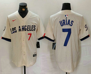 Men's Los Angeles Dodgers #7 Julio Urias Number Cream 2024 City Connect Limited Stitched Jersey