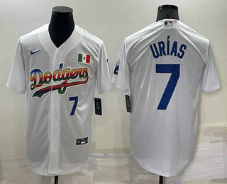 Men's Los Angeles Dodgers #7 Julio Urias Rainbow Blue White Mexico Cool Base Nike Jersey