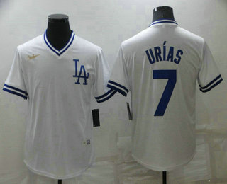 Men's Los Angeles Dodgers #7 Julio Urias White Cooperstown Collection Cool Base Stitched Nike Jersey