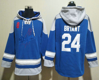 Men's Los Angeles Dodgers #8 #24 Kobe Bryant Blue Ageless Must Have Lace Up Pullover Hoodie