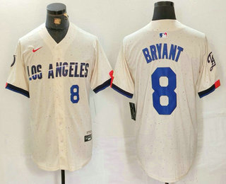 Men's Los Angeles Dodgers #8 Kobe Bryant Number Cream 2024 City Connect Limited Stitched Jersey