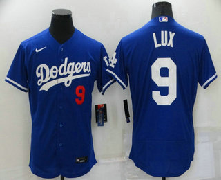 Men's Los Angeles Dodgers #9 Gavin Lux Blue Stitched MLB Flex Base Nike Jersey