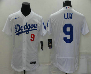 Men's Los Angeles Dodgers #9 Gavin Lux White Stitched MLB Flex Base Nike Jersey