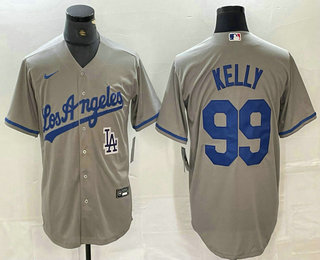 Men's Los Angeles Dodgers #99 Joe Kelly Grey Alternate Cool Base Jersey 12