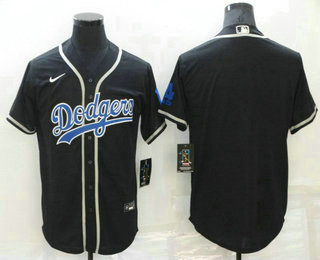 Men's Los Angeles Dodgers Blank Black Blue Name Stitched MLB Cool Base Nike Jersey