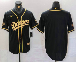 Men's Los Angeles Dodgers Blank Black Gold World Series Champions Cool Base Stitched Jersey