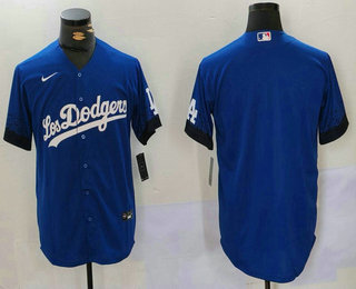 Men's Los Angeles Dodgers Blank Blue 2021 City Connect Cool Base Stitched Jersey