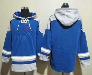 Men's Los Angeles Dodgers Blank Blue Ageless Must Have Lace Up Pullover Hoodie