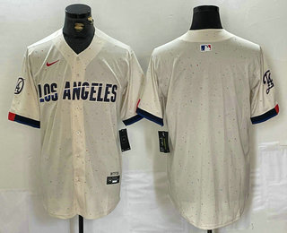 Men's Los Angeles Dodgers Blank Cream 2024 City Connect Limited Stitched Jersey