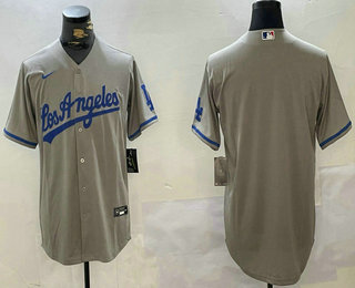 Men's Los Angeles Dodgers Blank Grey With los Cool Base Stitched Jersey