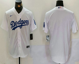 Men's Los Angeles Dodgers Blank White Cool Base Stitched Jersey