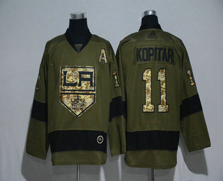 Men's Los Angeles Kings #11 Anze Kopitar Green Salute To Service Adidas Stitched NHL Jersey