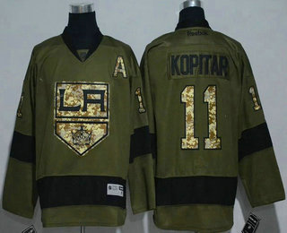 Men's Los Angeles Kings #11 Anze Kopitar Reebok Green Camo Player Jersey